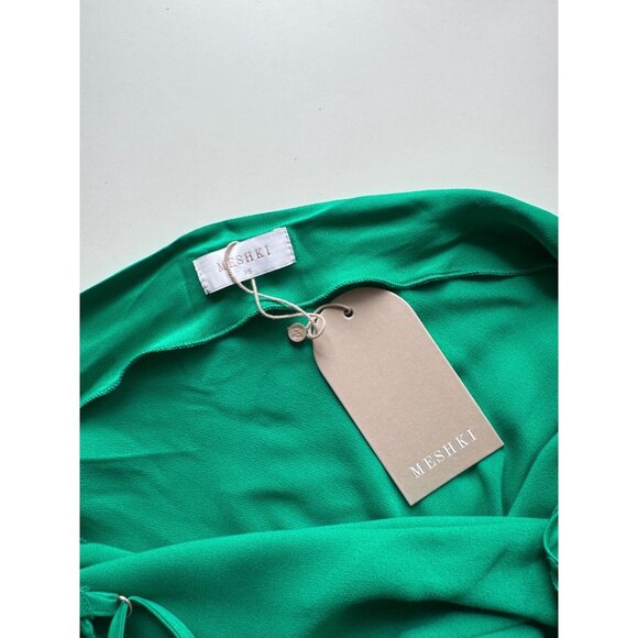 NWT MESHKI Jade Green Satin Cowl Neck Backless Maxi Slip Dress, Size XS - Picture 11 of 14
